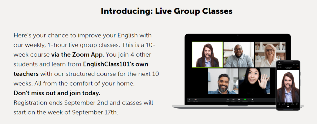 EnglishClass101 Live - Group Classes