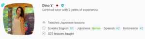 ครูสอนภาษาญี่ปุ่น Dina Y.