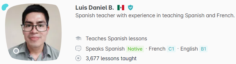 ครูสอนภาษาสเปน Luis Daniel B.