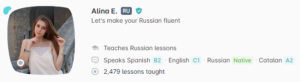 ครูสอนภาษารัสเซีย Alina E.