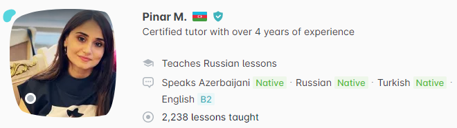 ครูสอนภาษารัสเซีย Pinar M.