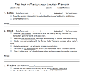 SwedishPod101 Lesson Checklist